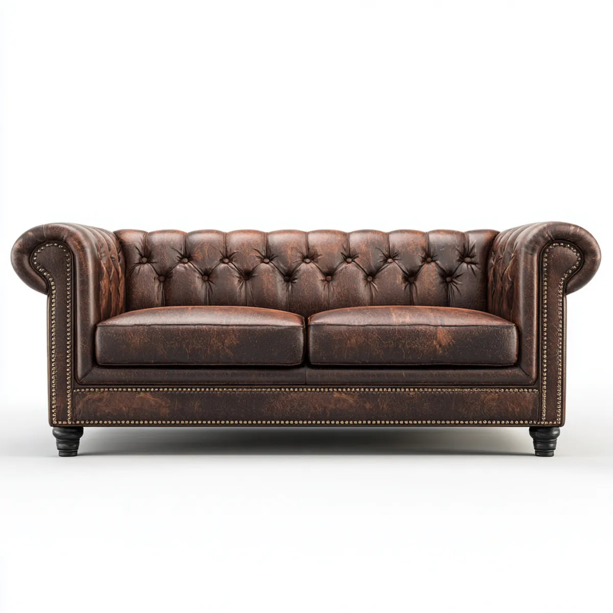 Canapé Chesterfield 2 places brun en similicuir PU 170 x 90 x 78 cm