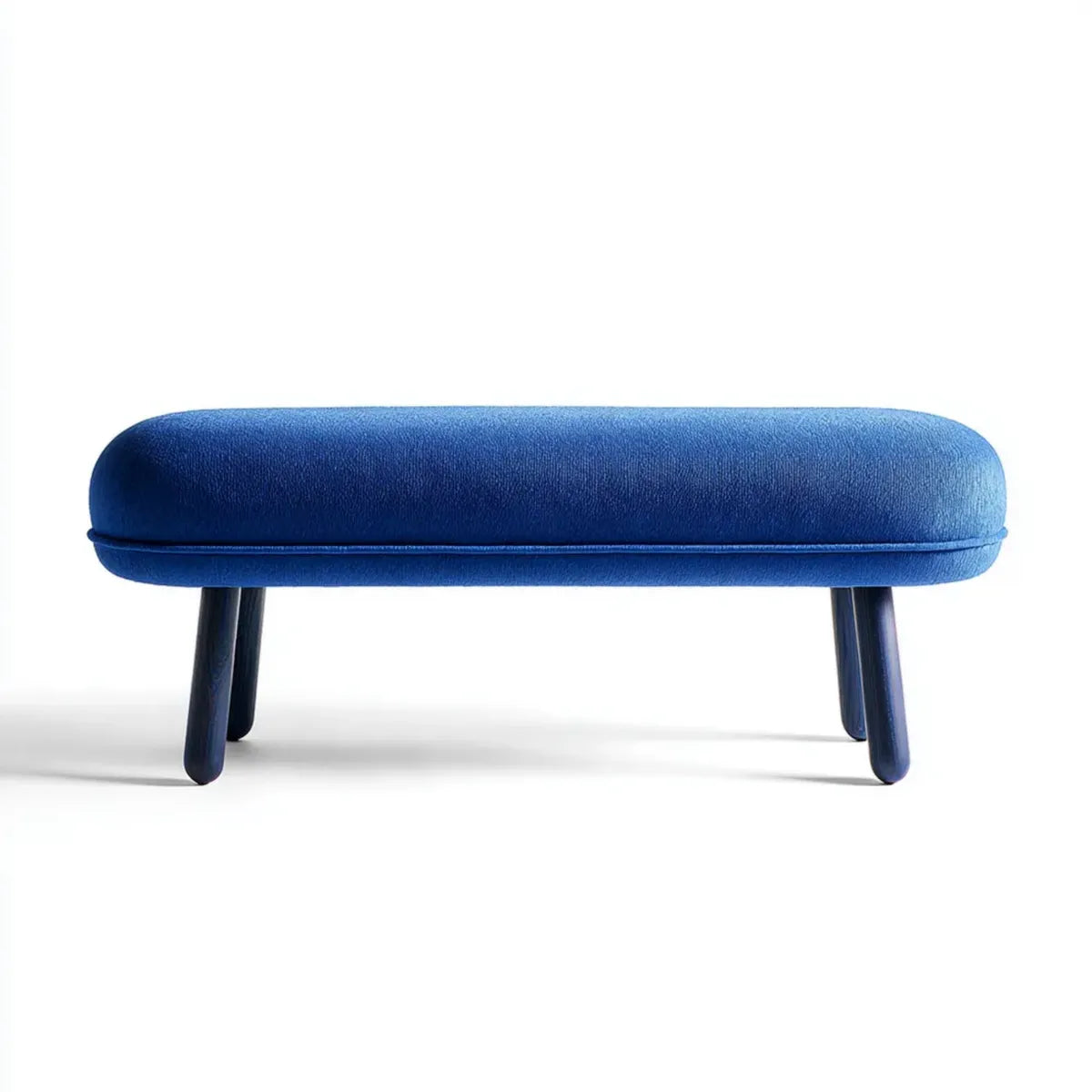 Banc de bout de lit rembourré bleu 120 x 40 x 45 cm en velours de polyester rectangulaire