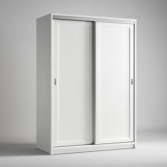Armoire de chambre blanche à portes coulissantes 120 x 60 x 200 cm en panneaux MDF rectangulaire