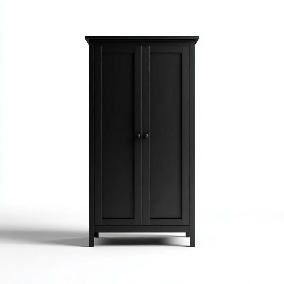 Armoire de chambre 2 portes battantes noire 100 x 50 x 200 cm en panneaux MDF rectangulaire