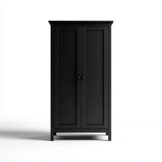 Armoire de chambre 2 portes battantes noire 100 x 50 x 200 cm en panneaux MDF rectangulaire