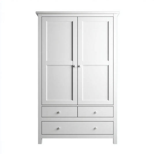 Armoire 2 portes et 3 tiroirs blanche 75 x 48 x 174 cm en pin massif rectangulaire