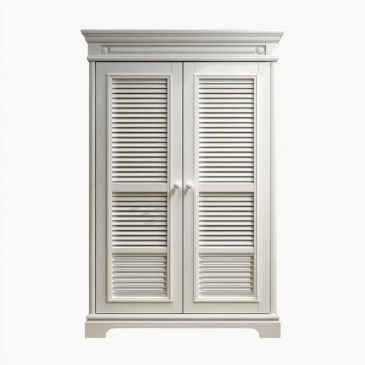 Armoire de chambre blanche à 2 portes persiennées en MDF 100 x 55 x 200 cm