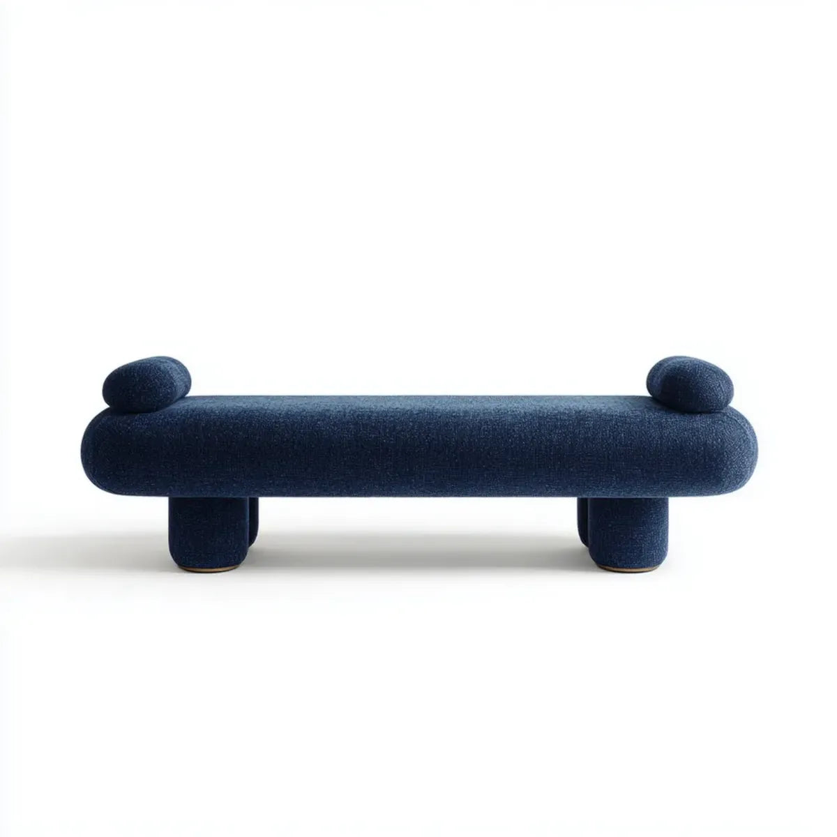 Banc de bout de lit rembourré bleu marine 140 x 45 x 50 cm polyester bouclette rectangulaire