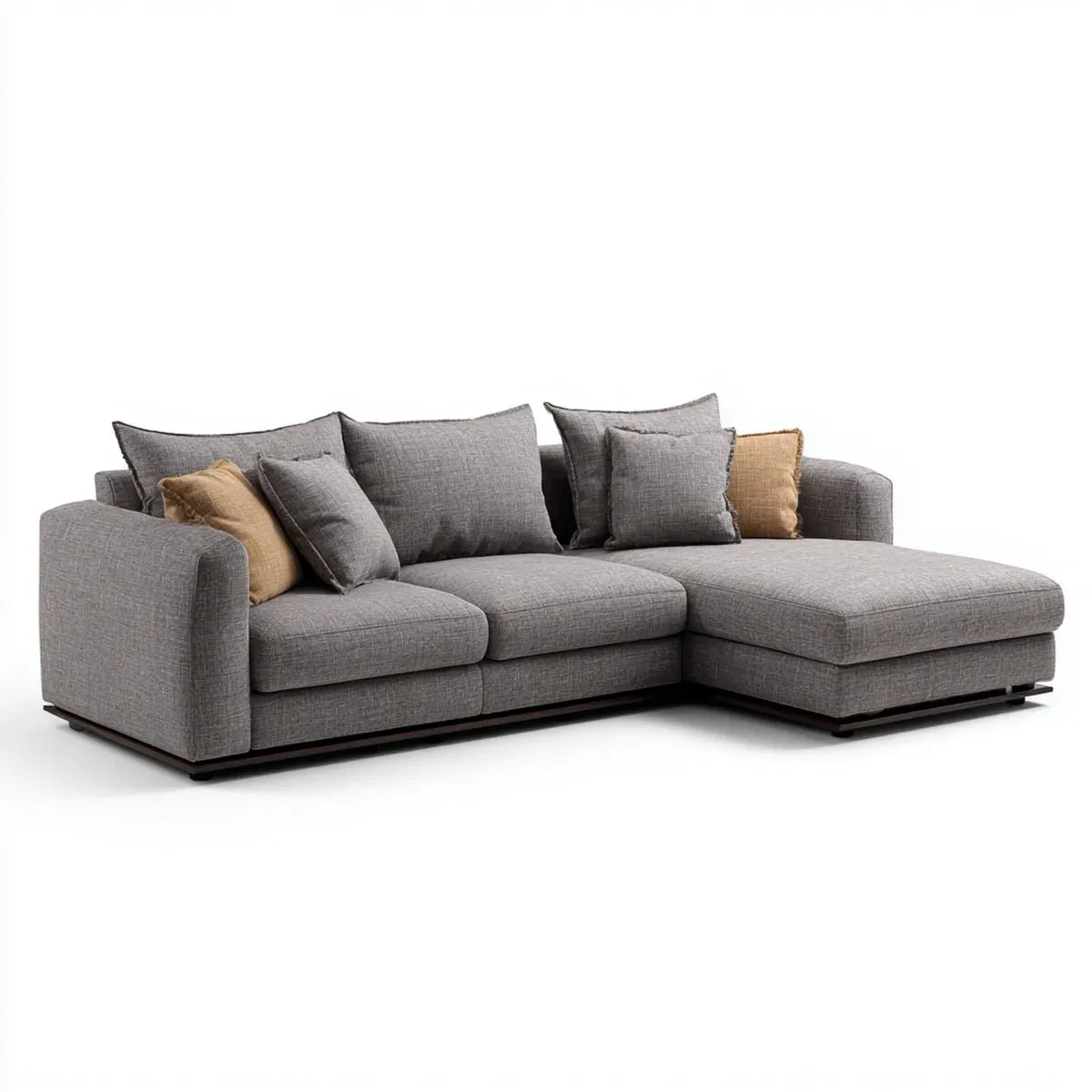 Canapé d’angle en L gris 3 places avec méridienne droite 280 x 170 x 85 cm revêtement polyester