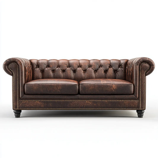 Canapé Chesterfield 2 places brun en similicuir PU 170 x 90 x 78 cm