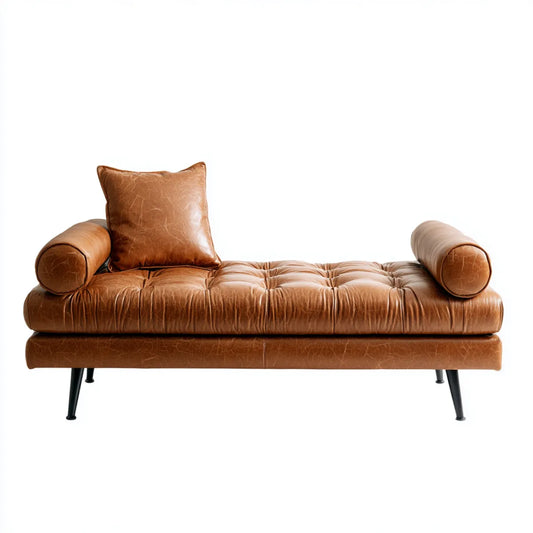 Banc de bout de lit capitonné marron en cuir synthétique PU 160 x 65 x 75 cm