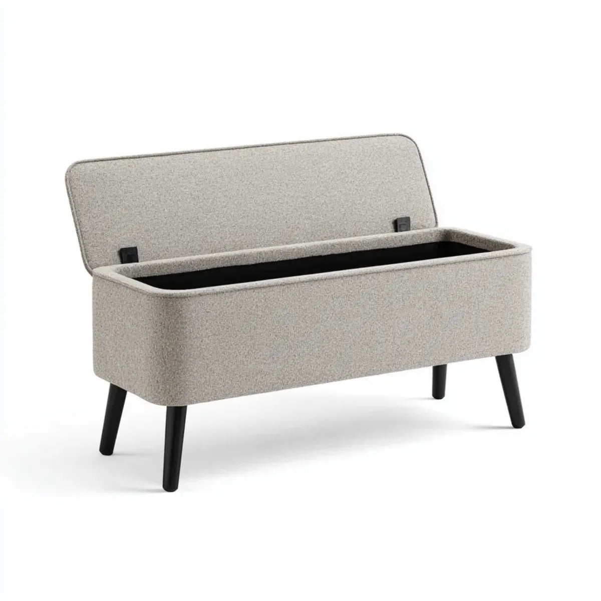Banc de lit coffre gris clair en polyester bouclé 100 x 40 x 45 cm rectangulaire