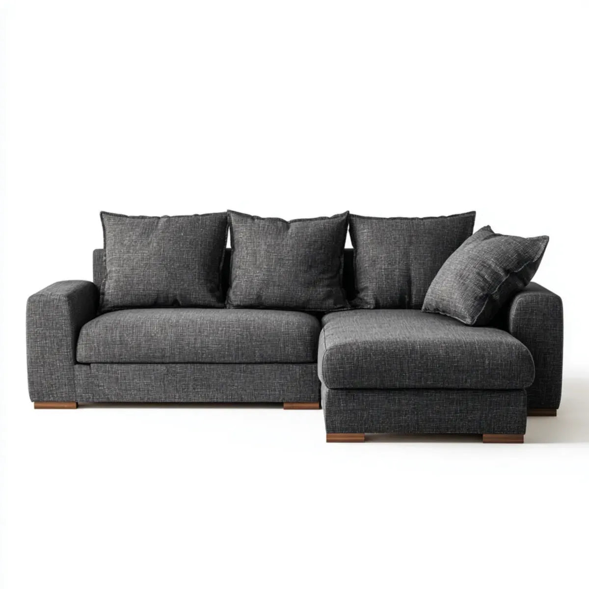 Canapé d'angle avec méridienne droite gris anthracite en polyester 250 x 160 x 85 cm