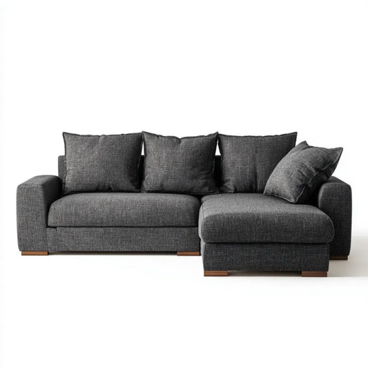 Canapé d'angle avec méridienne droite gris anthracite en polyester 250 x 160 x 85 cm