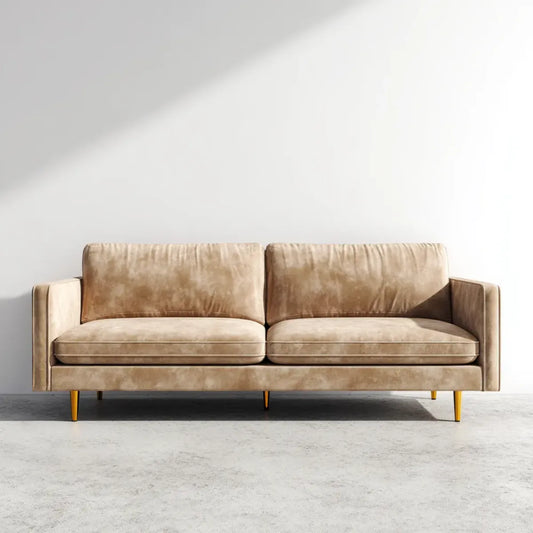 Canapé 2 places beige 180 x 85 x 82 cm en polyester effet velours rectangulaire