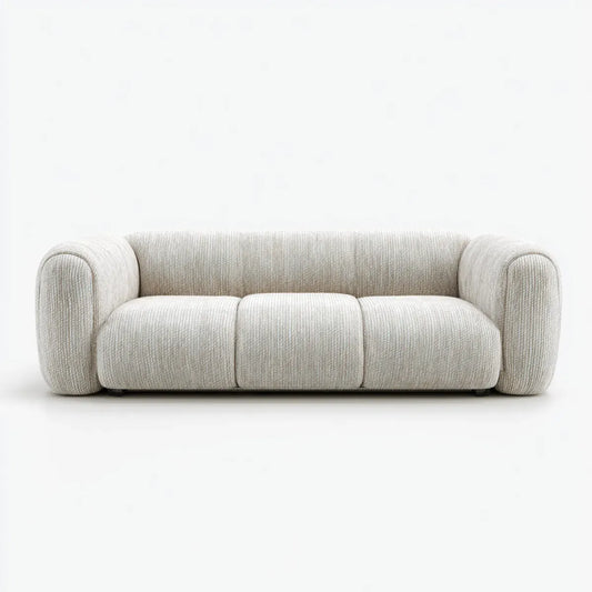 Canapé 3 places blanc cassé en polyester 220 x 95 x 75 cm rectangulaire