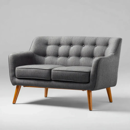 Canapé 2 places gris foncé 130 x 78 x 85 cm en polyester forme droite
