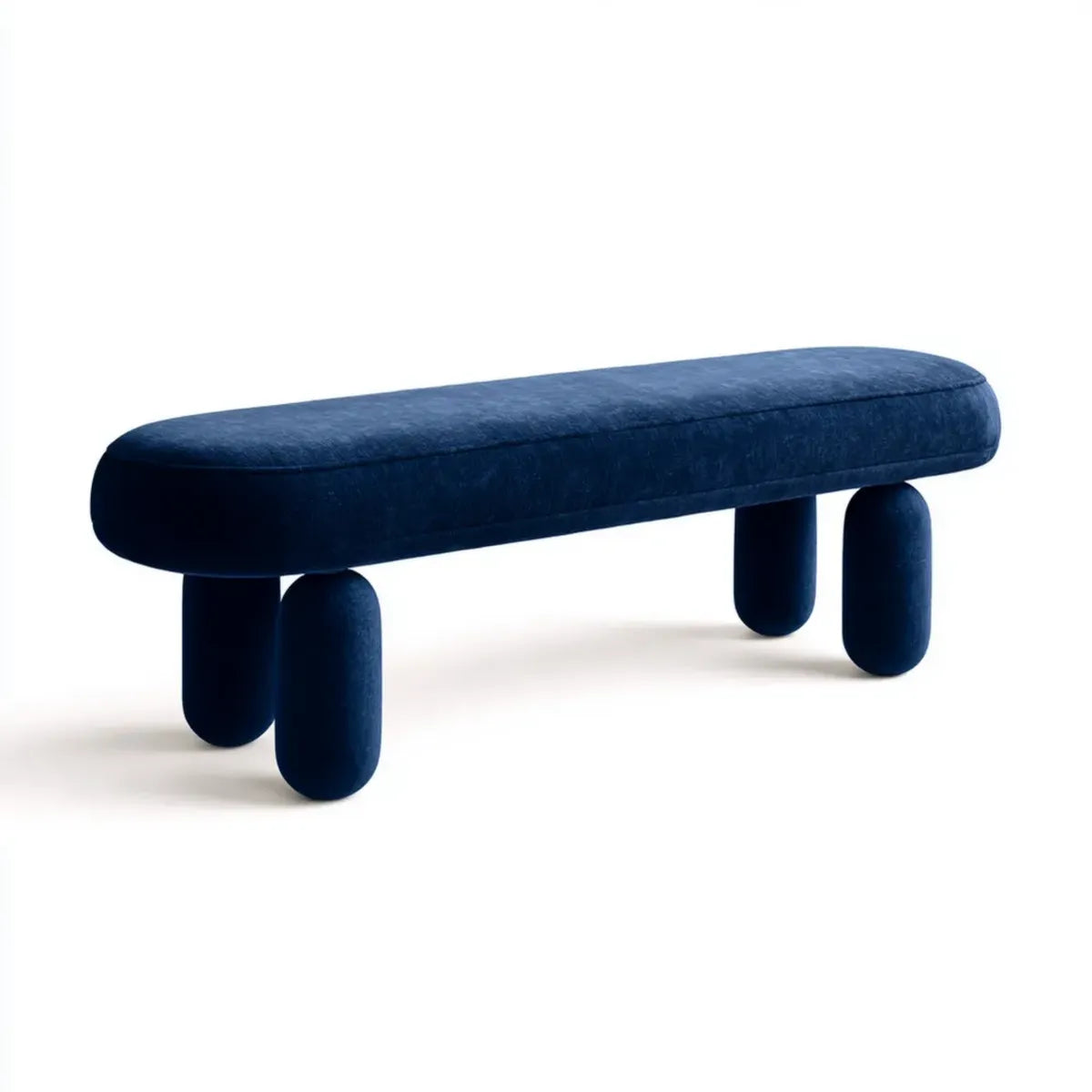 Banc de bout de lit rembourré bleu marine en velours polyester forme rectangulaire 120 x 40 x 45 cm